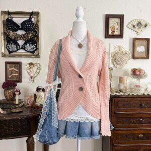 girly grunge dainty coquette pink knit cardigan